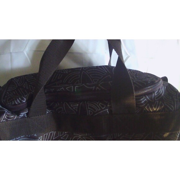 17x9x10" Addidas Floral Print Duffle Bag Black and White - Picture 2 of 8